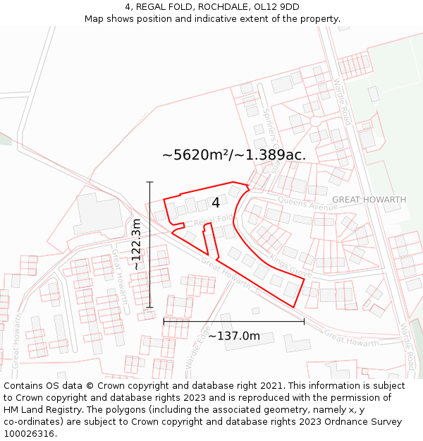 4, REGAL FOLD, ROCHDALE, OL12 9DD: Plot and title map