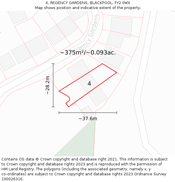 4, REGENCY GARDENS, BLACKPOOL, FY2 0WX: Plot and title map