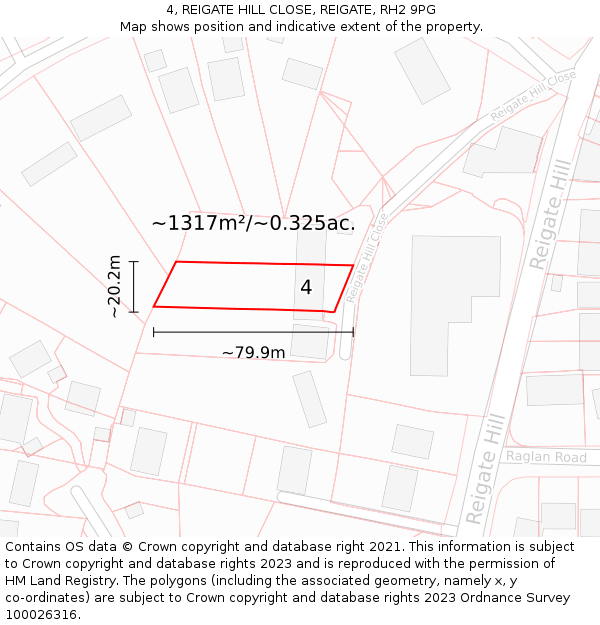 4, REIGATE HILL CLOSE, REIGATE, RH2 9PG: Plot and title map