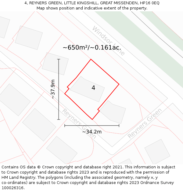 4, REYNERS GREEN, LITTLE KINGSHILL, GREAT MISSENDEN, HP16 0EQ: Plot and title map