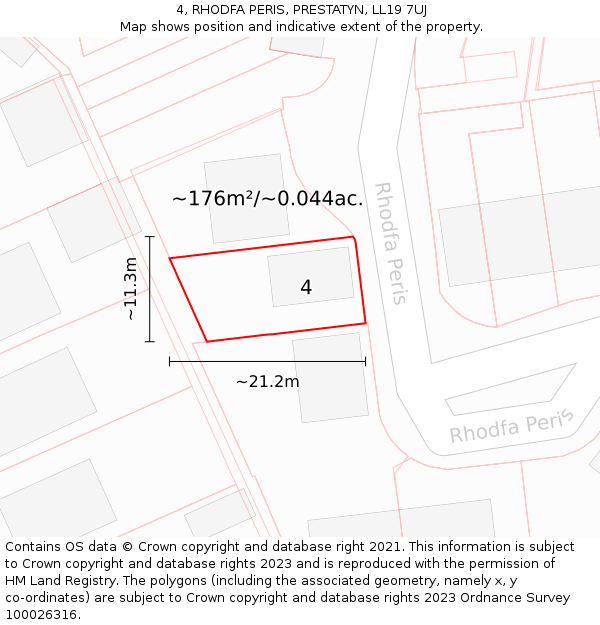 4, RHODFA PERIS, PRESTATYN, LL19 7UJ: Plot and title map