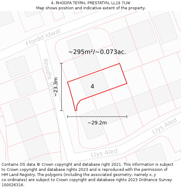 4, RHODFA TEYRN, PRESTATYN, LL19 7UW: Plot and title map