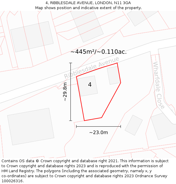 4, RIBBLESDALE AVENUE, LONDON, N11 3GA: Plot and title map