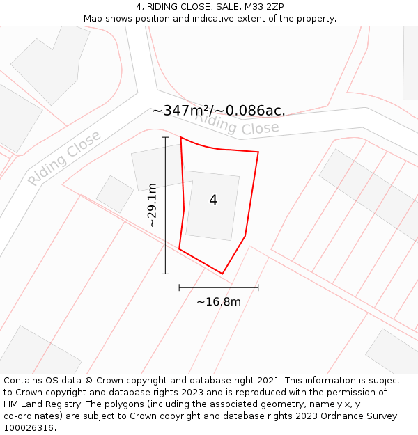 4, RIDING CLOSE, SALE, M33 2ZP: Plot and title map
