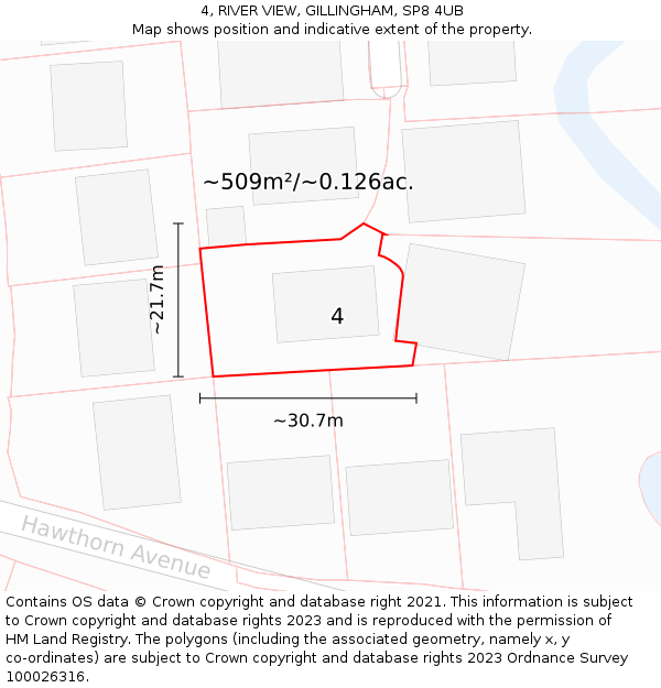 4, RIVER VIEW, GILLINGHAM, SP8 4UB: Plot and title map