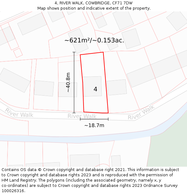 4, RIVER WALK, COWBRIDGE, CF71 7DW: Plot and title map