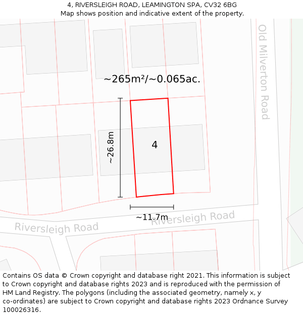 4, RIVERSLEIGH ROAD, LEAMINGTON SPA, CV32 6BG: Plot and title map