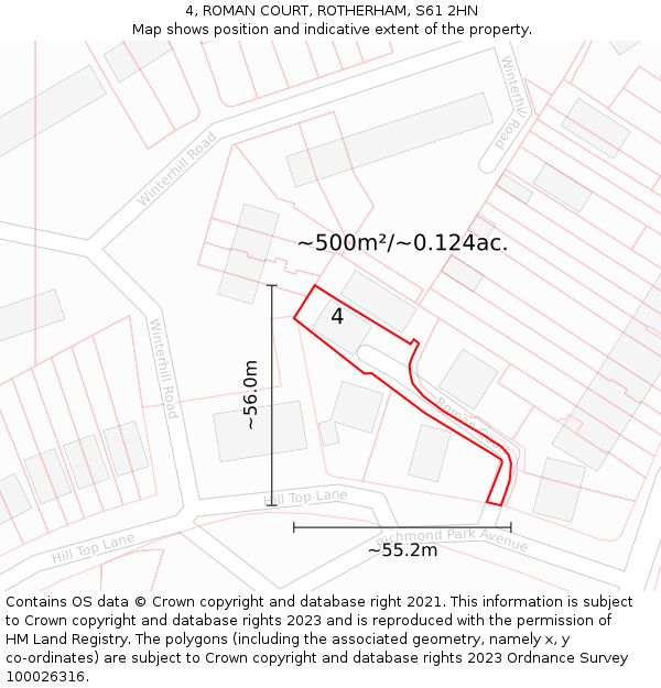4, ROMAN COURT, ROTHERHAM, S61 2HN: Plot and title map