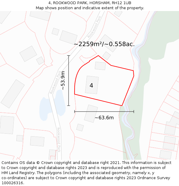 4, ROOKWOOD PARK, HORSHAM, RH12 1UB: Plot and title map