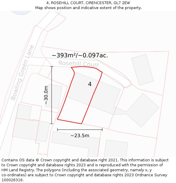 4, ROSEHILL COURT, CIRENCESTER, GL7 2EW: Plot and title map