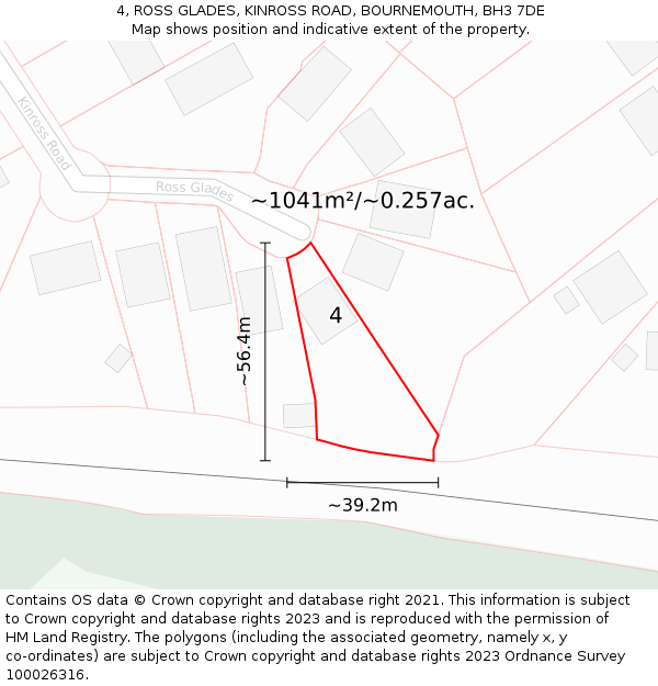 4, ROSS GLADES, KINROSS ROAD, BOURNEMOUTH, BH3 7DE: Plot and title map