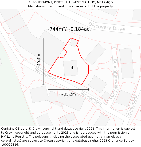 4, ROUGEMONT, KINGS HILL, WEST MALLING, ME19 4QD: Plot and title map