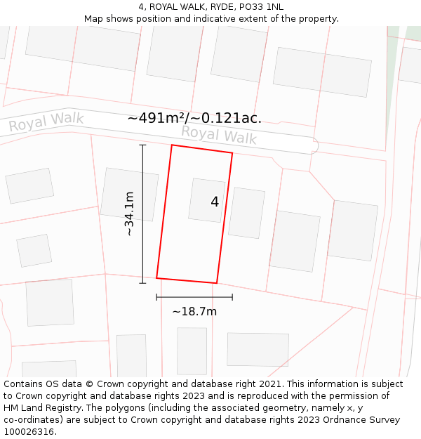 4, ROYAL WALK, RYDE, PO33 1NL: Plot and title map