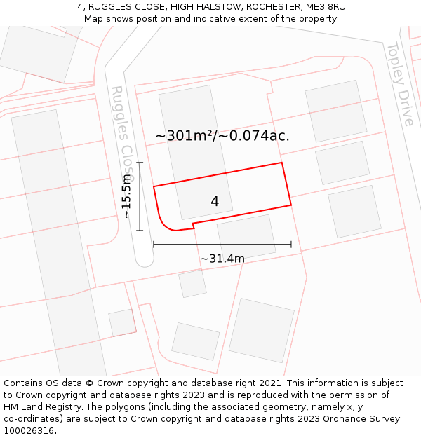 4, RUGGLES CLOSE, HIGH HALSTOW, ROCHESTER, ME3 8RU: Plot and title map