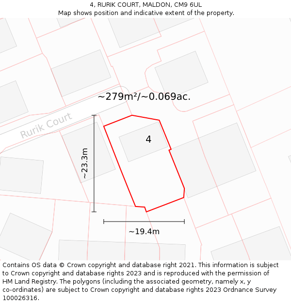 4, RURIK COURT, MALDON, CM9 6UL: Plot and title map