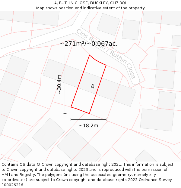 4, RUTHIN CLOSE, BUCKLEY, CH7 3QL: Plot and title map