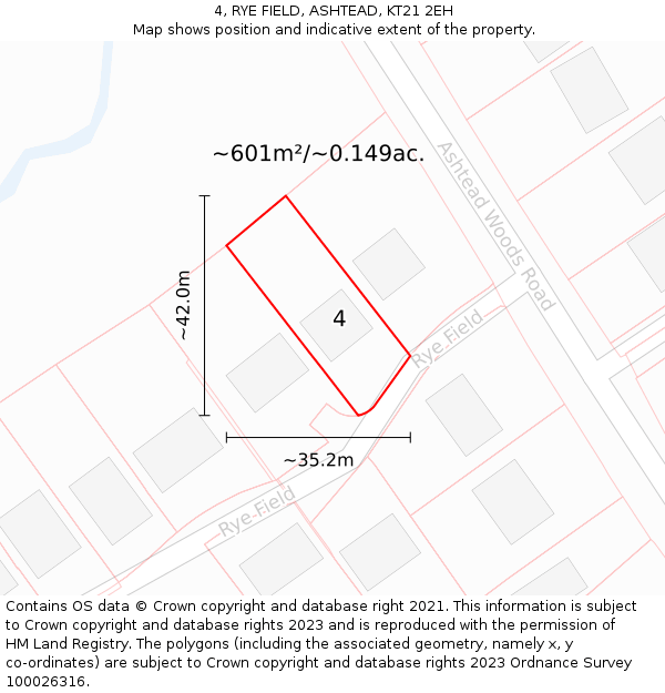 4, RYE FIELD, ASHTEAD, KT21 2EH: Plot and title map