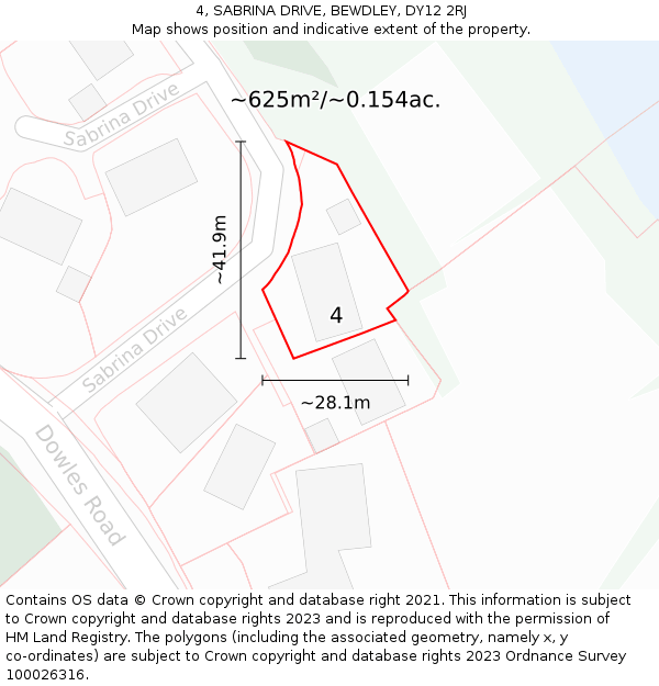 4, SABRINA DRIVE, BEWDLEY, DY12 2RJ: Plot and title map