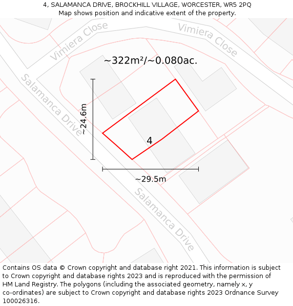 4, SALAMANCA DRIVE, BROCKHILL VILLAGE, WORCESTER, WR5 2PQ: Plot and title map