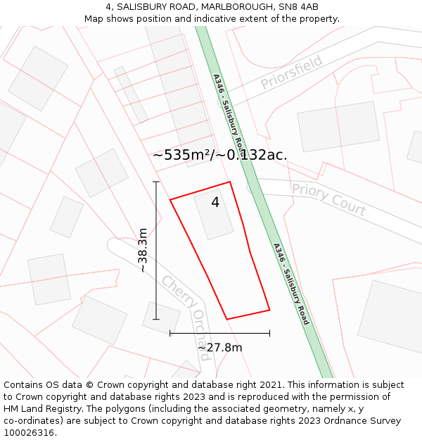 4, SALISBURY ROAD, MARLBOROUGH, SN8 4AB: Plot and title map