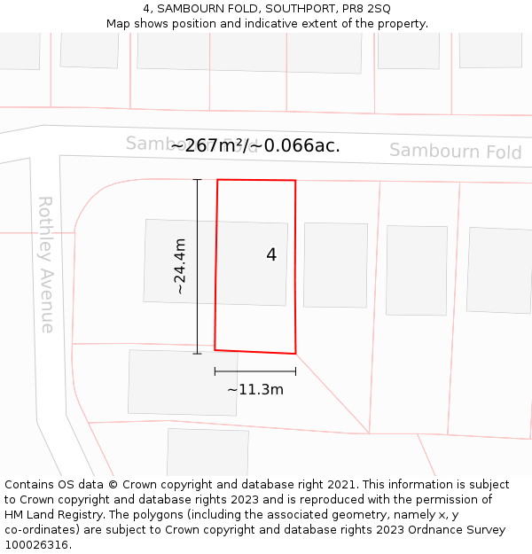 4, SAMBOURN FOLD, SOUTHPORT, PR8 2SQ: Plot and title map