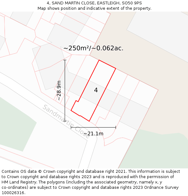 4, SAND MARTIN CLOSE, EASTLEIGH, SO50 9PS: Plot and title map