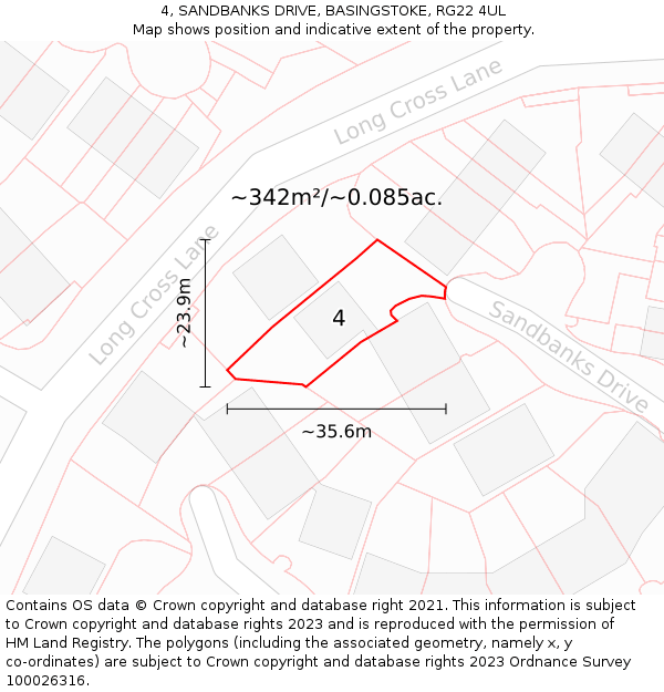 4, SANDBANKS DRIVE, BASINGSTOKE, RG22 4UL: Plot and title map