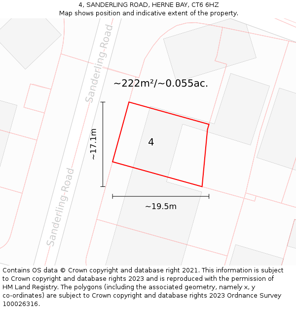 4, SANDERLING ROAD, HERNE BAY, CT6 6HZ: Plot and title map