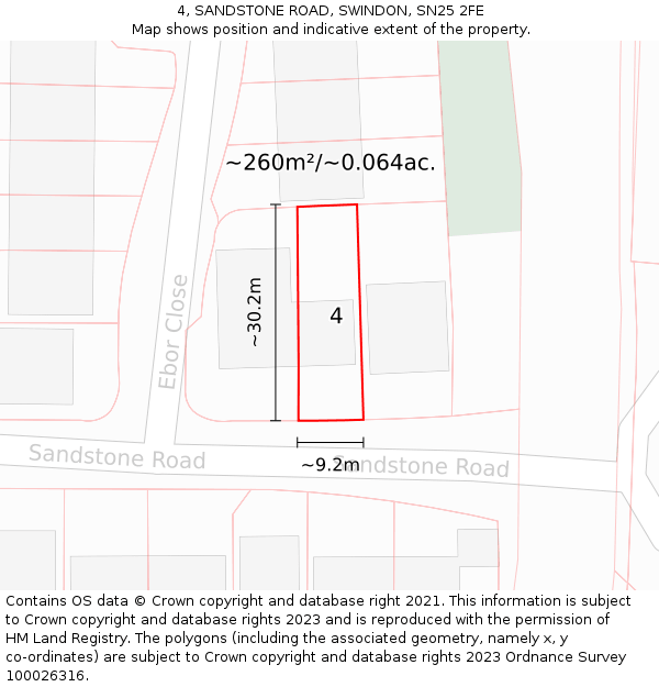 4, SANDSTONE ROAD, SWINDON, SN25 2FE: Plot and title map