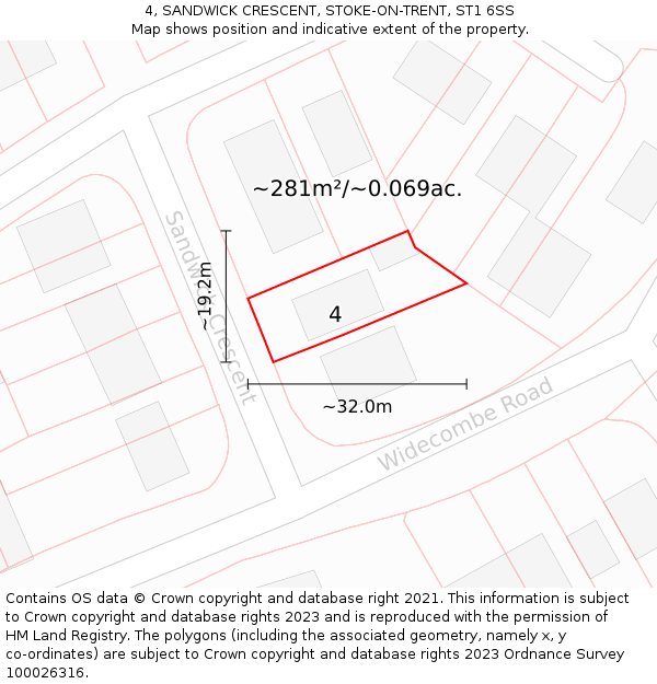 4, SANDWICK CRESCENT, STOKE-ON-TRENT, ST1 6SS: Plot and title map