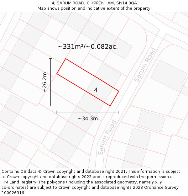 4, SARUM ROAD, CHIPPENHAM, SN14 0QA: Plot and title map