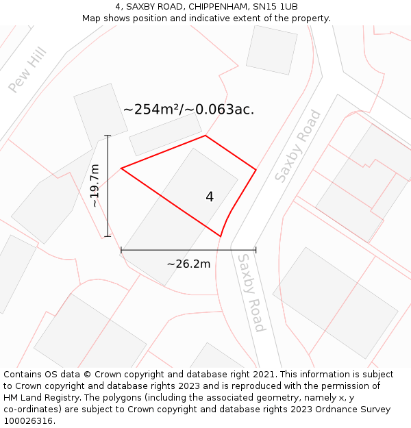 4, SAXBY ROAD, CHIPPENHAM, SN15 1UB: Plot and title map