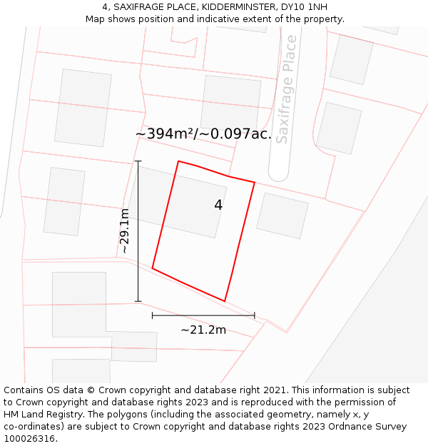 4, SAXIFRAGE PLACE, KIDDERMINSTER, DY10 1NH: Plot and title map
