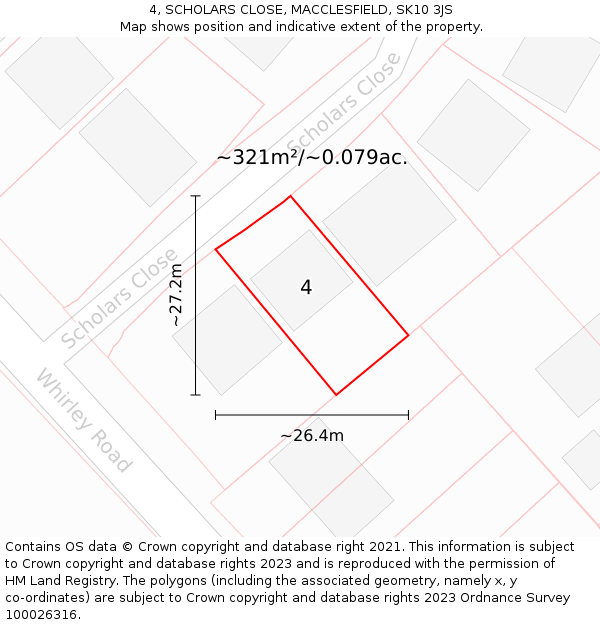 4, SCHOLARS CLOSE, MACCLESFIELD, SK10 3JS: Plot and title map