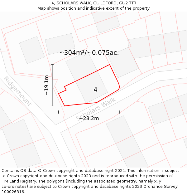 4, SCHOLARS WALK, GUILDFORD, GU2 7TR: Plot and title map