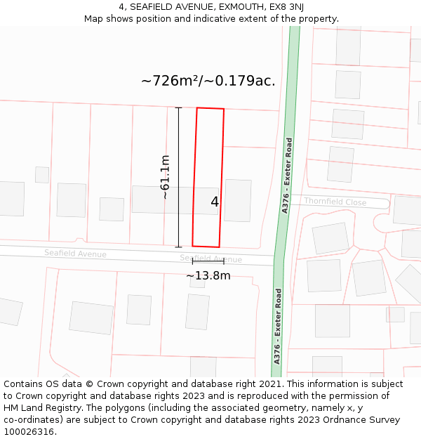 4, SEAFIELD AVENUE, EXMOUTH, EX8 3NJ: Plot and title map