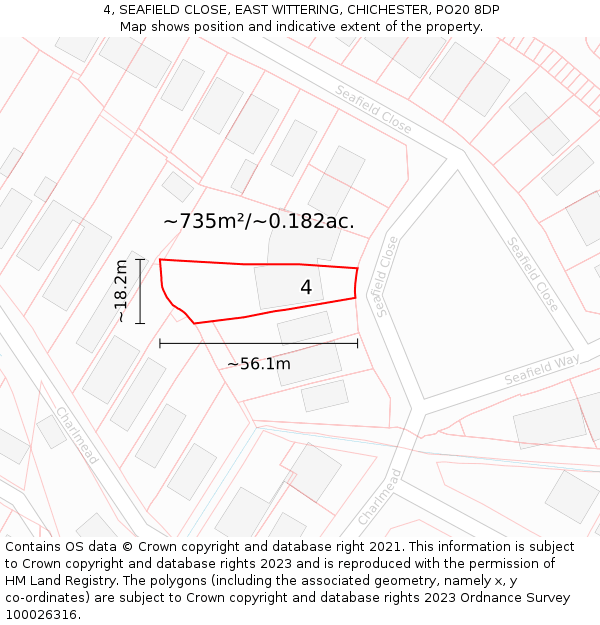 4, SEAFIELD CLOSE, EAST WITTERING, CHICHESTER, PO20 8DP: Plot and title map