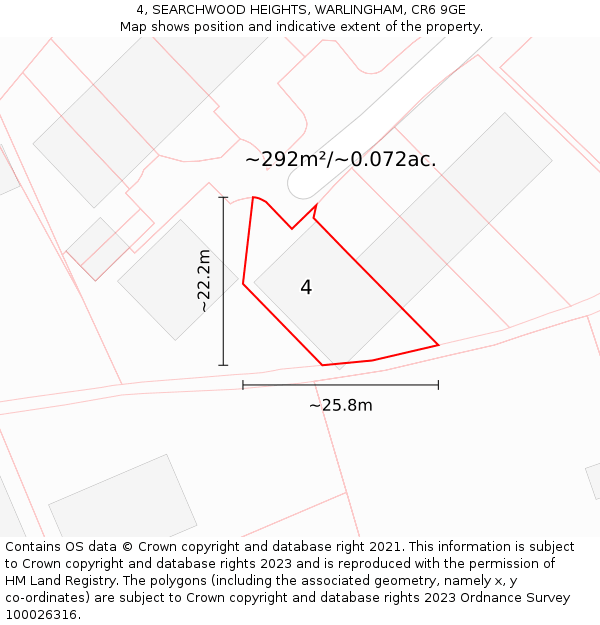 4, SEARCHWOOD HEIGHTS, WARLINGHAM, CR6 9GE: Plot and title map