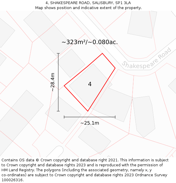 4, SHAKESPEARE ROAD, SALISBURY, SP1 3LA: Plot and title map