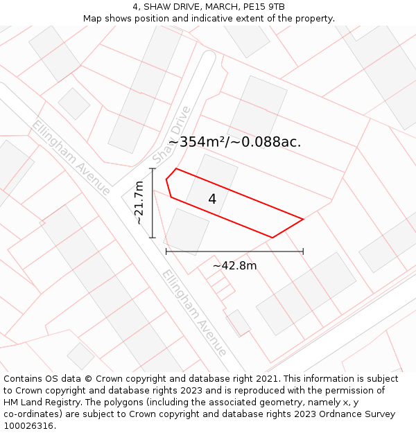 4, SHAW DRIVE, MARCH, PE15 9TB: Plot and title map