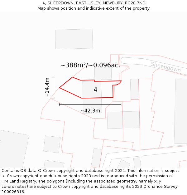 4, SHEEPDOWN, EAST ILSLEY, NEWBURY, RG20 7ND: Plot and title map