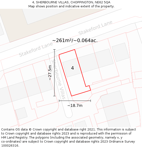 4, SHERBOURNE VILLAS, CHOPPINGTON, NE62 5QA: Plot and title map