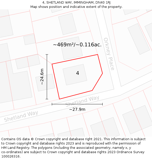 4, SHETLAND WAY, IMMINGHAM, DN40 1RJ: Plot and title map