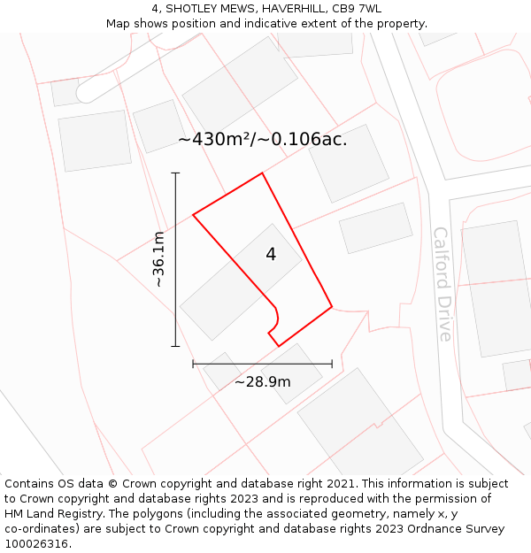 4, SHOTLEY MEWS, HAVERHILL, CB9 7WL: Plot and title map