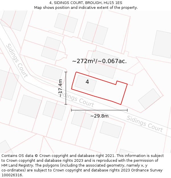 4, SIDINGS COURT, BROUGH, HU15 1ES: Plot and title map