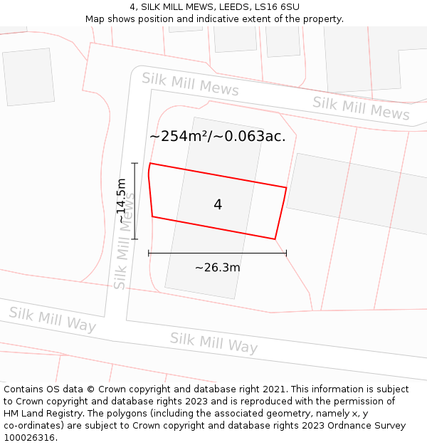 4, SILK MILL MEWS, LEEDS, LS16 6SU: Plot and title map