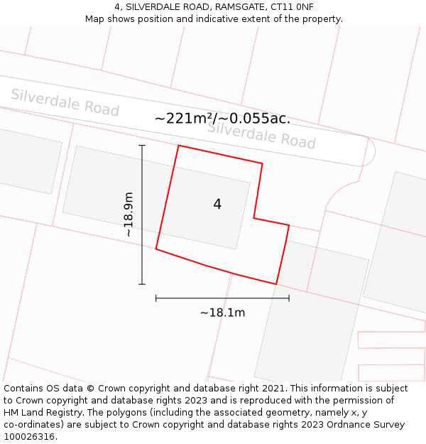 4, SILVERDALE ROAD, RAMSGATE, CT11 0NF: Plot and title map