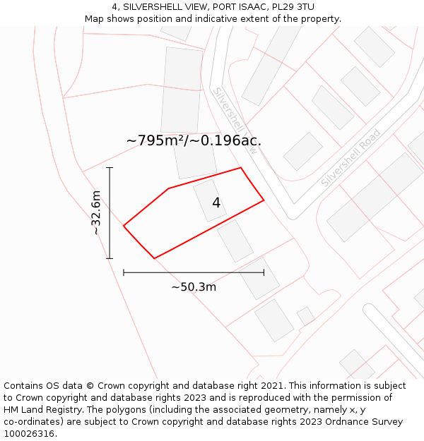 4, SILVERSHELL VIEW, PORT ISAAC, PL29 3TU: Plot and title map