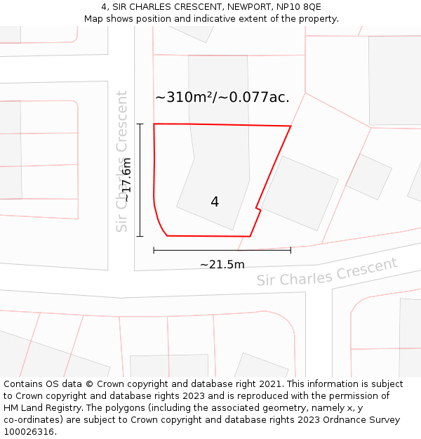 4, SIR CHARLES CRESCENT, NEWPORT, NP10 8QE: Plot and title map