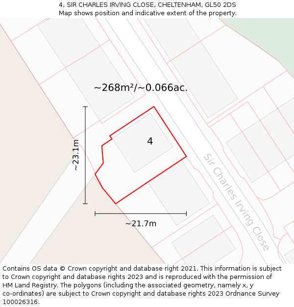 4, SIR CHARLES IRVING CLOSE, CHELTENHAM, GL50 2DS: Plot and title map